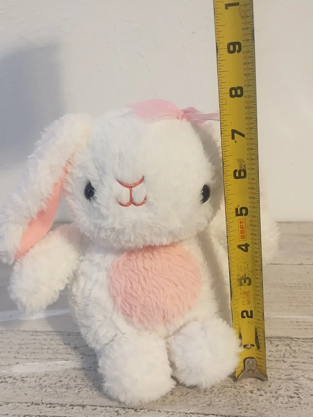 Cute White Bunny Rabbit Plush Stuffed Animal with Pink Bow